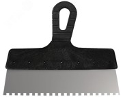 Шпатель фасадный нержавеющий зубчатый 350 мм / зуб 8 мм Шпатель фасадный нержавеющий зубчатый 350 мм / зуб 8 мм