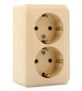 ЭТЮД Розетка двойная наружная с заземлением без шторок бежевая ЭТЮД Розетка двойная наружная с заземлением без шторок бежевая