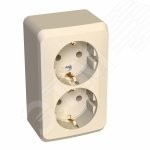 ЭТЮД Розетка двойная наружная с заземлением без шторок бежевая