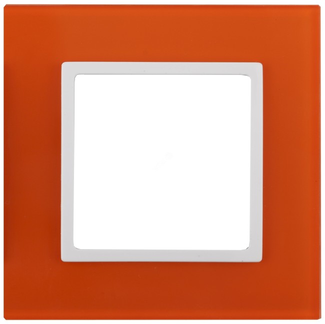 Рамка на 1 пост, стекло, Эра Elegance, оранжевый+бел, 14-5101-22
