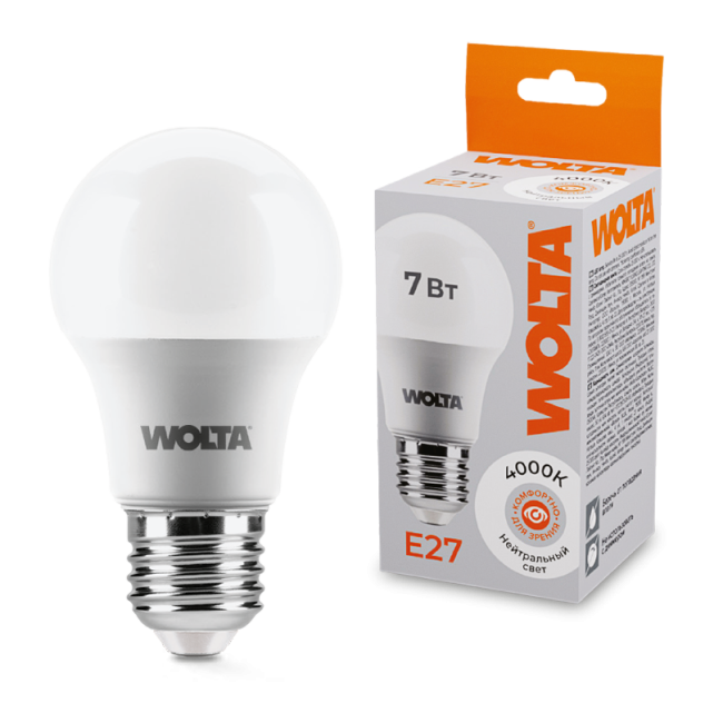 Светодиодная лампа WOLTA 25S55BL7E27 7Вт 4000К E27