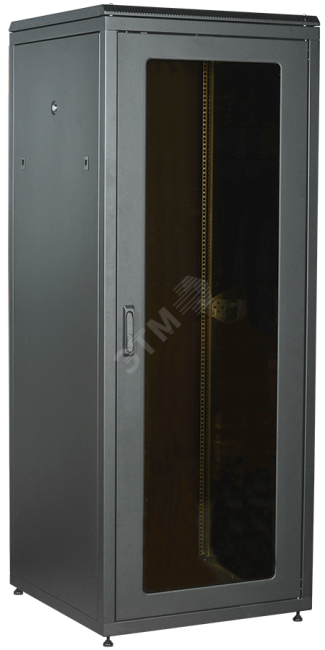 Шкаф сетевой 19' LINEA N 42U 800х800мм стеклянная передняя дверь задняя металлическая черный