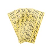 Наклейка знак электробезопасности «380 В» 35х100 мм REXANT (7шт на листе) Наклейка знак электробезопасности «380 В» 35х100 мм REXANT (7шт на листе)