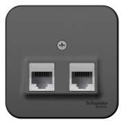 Розетка BLANCA наружная двойная компьютерная RJ45+телефонная RJ11, кат.5e, с изолирующей пластиной, антрацит Розетка BLANCA наружная двойная компьютерная RJ45+телефонная RJ11, кат.5e, с изолирующей пластиной, антрацит