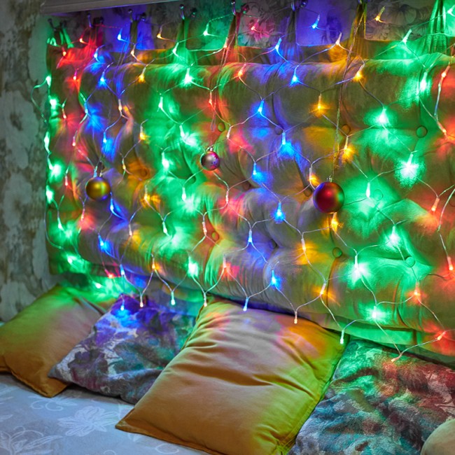 Гирлянда Сеть 1х1,5м, прозрачный ПВХ, 96 LED Мультиколор Гирлянда Сеть 1х1,5м, прозрачный ПВХ, 96 LED Мультиколор