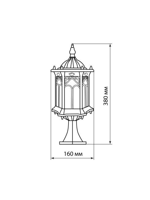 Светильник садово-парковый "Ампир" 60 Вт, стойка шагрень/бронза Е27, TDM
