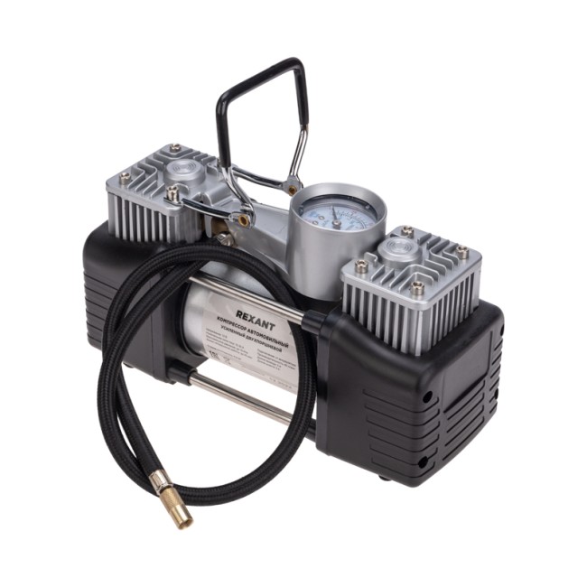 Компрессор автомобильный усиленный двухпоршневой (60л/мин, 10 АТМ) REXANT Компрессор автомобильный усиленный двухпоршневой (60л/мин, 10 АТМ) REXANT