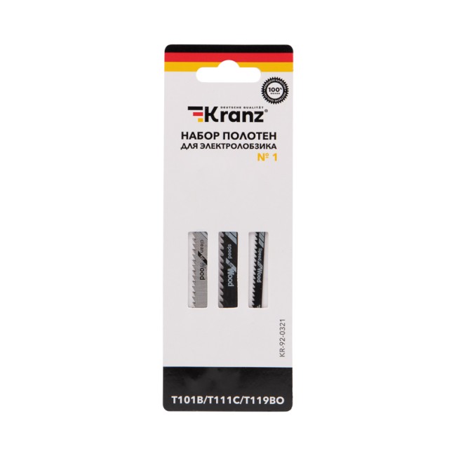 Набор полотен для электролобзика № 1 T101B/T111C/T119BO (3 шт./уп.) Kranz Набор полотен для электролобзика № 1 T101B/T111C/T119BO (3 шт./уп.) Kranz