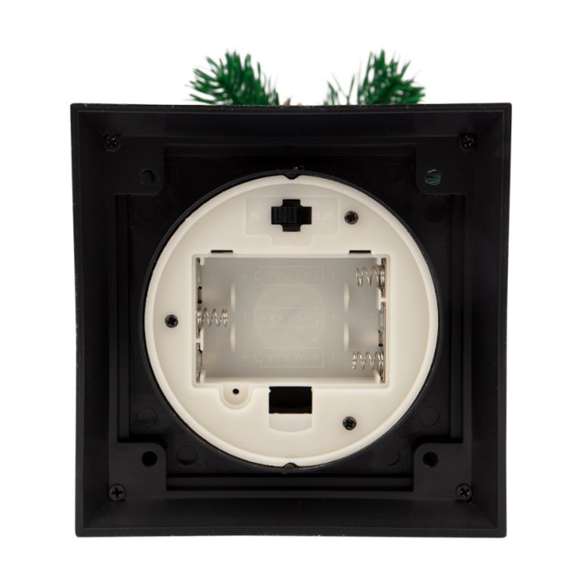 Декоративный фонарь со свечкой и шишкой, черный корпус, размер 10,7x10,7x23,5 см, цвет теплый белый Декоративный фонарь со свечкой и шишкой, черный корпус, размер 10,7x10,7x23,5 см, цвет теплый белый