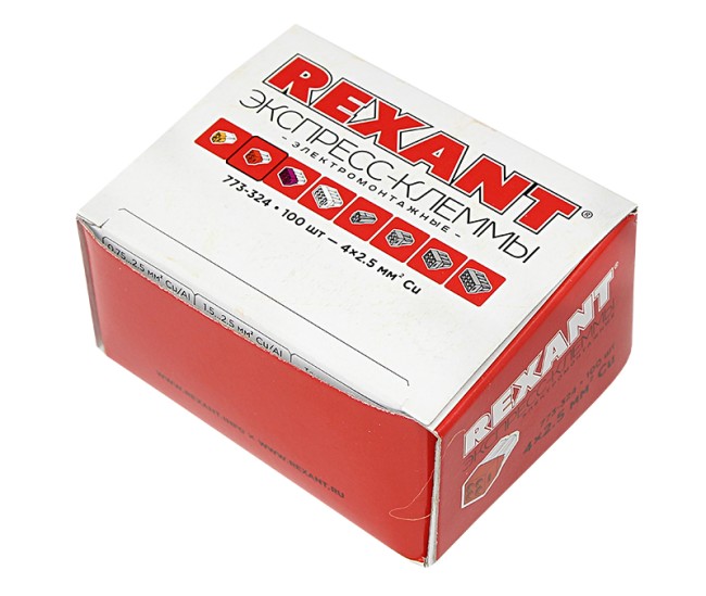 Экcпресс-клемма, 4-проводная до 2,5 мм², прозрачная (100 шт./уп.) (773-324) REXANT