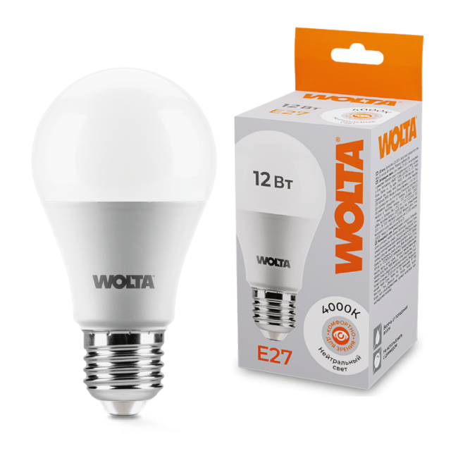 Светодиодная лампа WOLTA 25S60BL12E27 12Вт 4000К E27