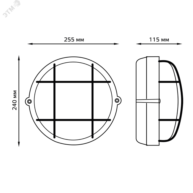 Светильник НБП круг IP54 с решеткой под лампу Е27 max 100 Вт банник 255х240х115 мм Gauss Светильник НБП круг IP54 с решеткой под лампу Е27 max 100 Вт банник 255х240х115 мм Gauss