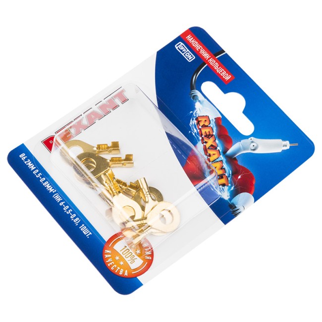 Наконечник кольцевой REXANT ø6.2 мм, 0.5-0.8мм², НК 6-0,5-0,8, в упак. 10 шт. Наконечник кольцевой REXANT ø6.2 мм, 0.5-0.8мм², НК 6-0,5-0,8, в упак. 10 шт.