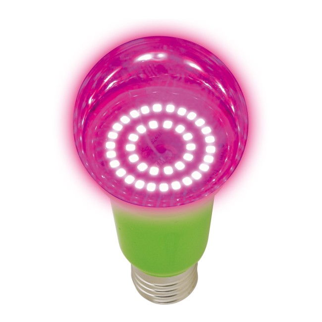 Лампа светодиодная для растений. LED-A60-15W/SPSB/E27/CL PLP30GR Форма A, прозрачная. Спектр для рассады и цветения. Картон. ТМ Uniel