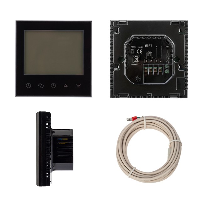 Терморегулятор с сенсорными кнопками R150 Wi-Fi, черный REXANT Терморегулятор с сенсорными кнопками R150 Wi-Fi, черный REXANT