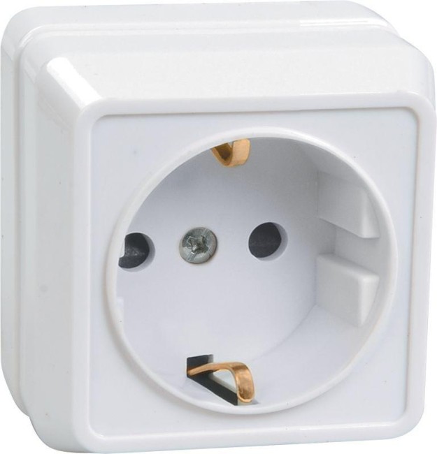 Розетка 1-м ОП Октава РС20-3-ОБ 16А IP20 с заземл. бел. GENERICA ERO11-K01-16-DC