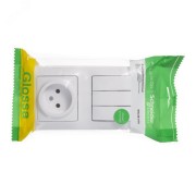 Блок: розетка + выключатель трехклавишный белый Блок: розетка + выключатель трехклавишный белый