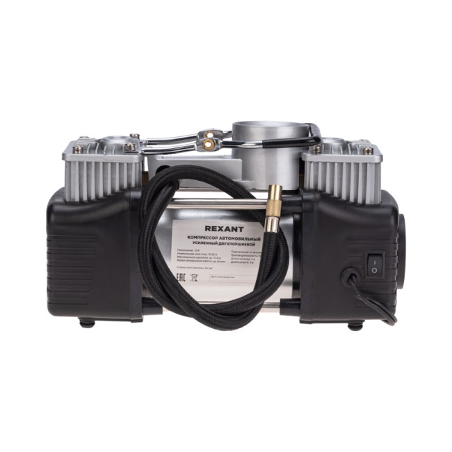 Компрессор автомобильный усиленный двухпоршневой с цифровым манометром и функцией автостоп (60л/мин, 10 АТМ) REXANT Компрессор автомобильный усиленный двухпоршневой с цифровым манометром и функцией автостоп (60л/мин, 10 АТМ) REXANT