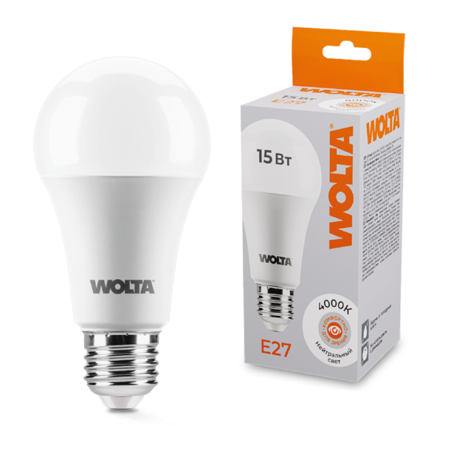 Светодиодная лампа WOLTA 25S60BL15E27 15Вт 4000К E27