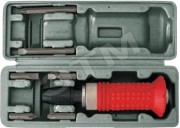 Отвертка ударная, 6 CrV специальных бит, резиновая ручка, пластиковый кейс