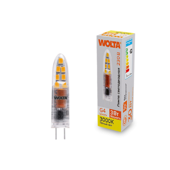 Светодиодная лампа WOLTA WSTD-JC-220V3W3KG4-P 3Вт 3000K G4