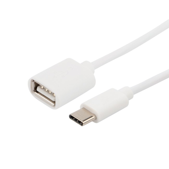 Кабель OTG Type C на USB/2,4A/PVC/white/15cm/REXANT