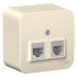 Розетка BLANCA наружная двойная компьютерная RJ45+телефонная RJ11, кат.5e, с изолирующей пластиной, молочный