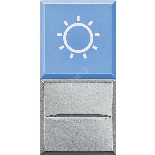 Axolute Кнопка AXIAL с рассеивателем 1Р голубой символ Лампа 24В~ 10А алюминий