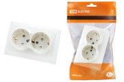 Розетка двойная 2П+З с защ. шт. 16А 250В белая "Таймыр" TDM Розетка двойная 2П+З с защ. шт. 16А 250В белая "Таймыр" TDM