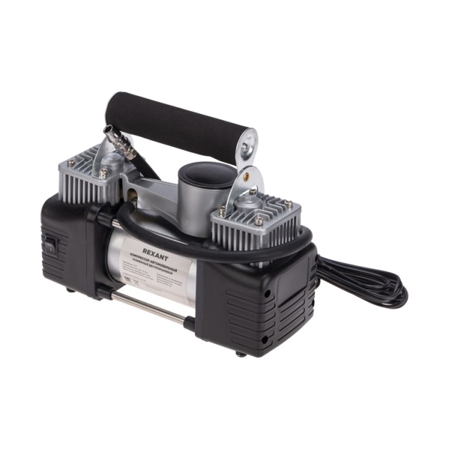 Компрессор автомобильный усиленный двухпоршневой (75л/мин, 10 АТМ) REXANT Компрессор автомобильный усиленный двухпоршневой (75л/мин, 10 АТМ) REXANT
