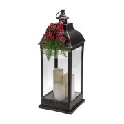 Декоративный фонарь с тремя свечами, бронзовый корпус, размер 24х24х65см, цвет теплый белый Декоративный фонарь с тремя свечами, бронзовый корпус, размер 24х24х65см, цвет теплый белый