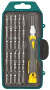 Отвертка с битами для точных работ, 30 CrV бит, в пластиковом футляре