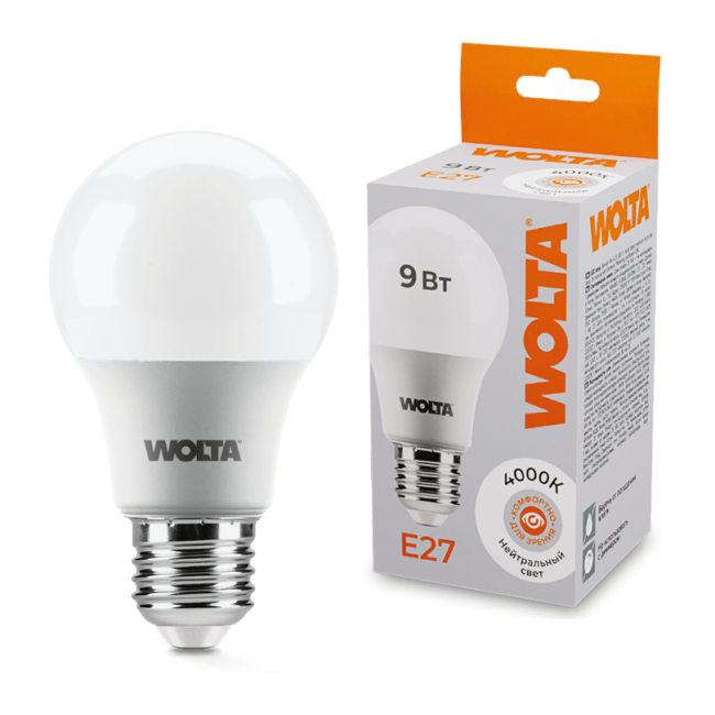 Светодиодная лампа WOLTA 25S60BL9E27 9Вт 4000К E27