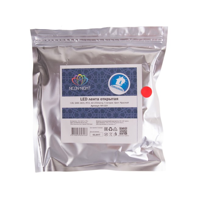 Лента светодиодная 12В, SMD2835, 4,8Вт/м, 60 LED/м, красный, 8мм, 5м, IP20 LAMPER Лента светодиодная 12В, SMD2835, 4,8Вт/м, 60 LED/м, красный, 8мм, 5м, IP20 LAMPER