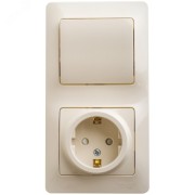 Блок: розетка с заземлением со шторками + выключатель одноклавишный бежевый Блок: розетка с заземлением со шторками + выключатель одноклавишный бежевый