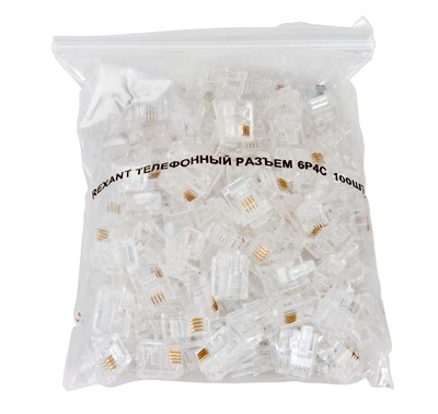 Разъем телефонный UTP, RJ-14 (6P4C), CAT 3 REXANT 