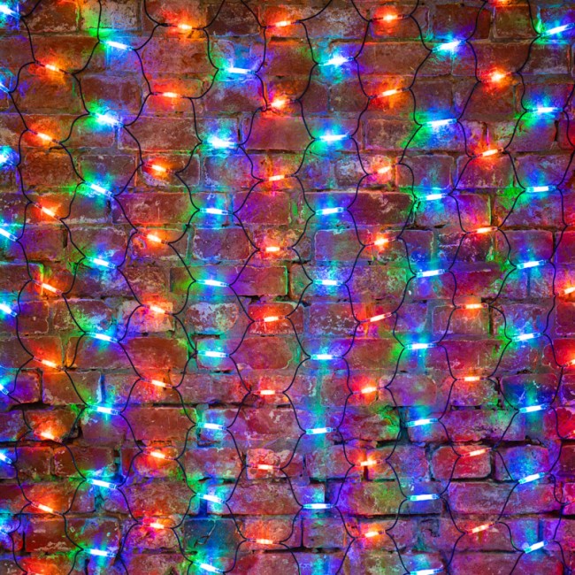 Гирлянда Сеть 2x1,5м, черный КАУЧУК, 288 LED Мультиколор (шнур питания в комплекте)