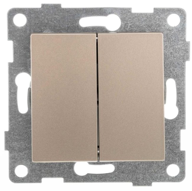 Выключатель 2-кл. СП Ugra 10А IP20 250В механизм шампань GUSI С11В2-027 Выключатель 2-кл. СП Ugra 10А IP20 250В механизм шампань GUSI С11В2-027