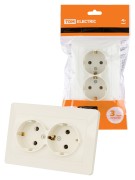 Розетка двойная 2П+З 16А 250В сл. кость "Ильмень" TDM Розетка двойная 2П+З 16А 250В сл. кость "Ильмень" TDM