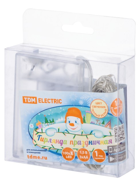Гирлянда светодиодная "Роса100" 100LED, 10м, 3000К, 3хАА, TDM Гирлянда светодиодная "Роса100" 100LED, 10м, 3000К, 3хАА, TDM