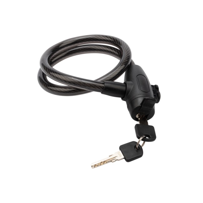 Тросовый замок взломостойкий для велосипедов и колясок с ключом 65 см черный