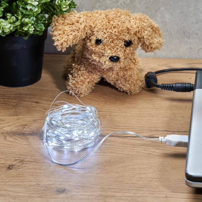 Гирлянда Роса 5 м, 50 LED, USB, белое свечение NEON-NIGHT Гирлянда Роса 5 м, 50 LED, USB, белое свечение NEON-NIGHT