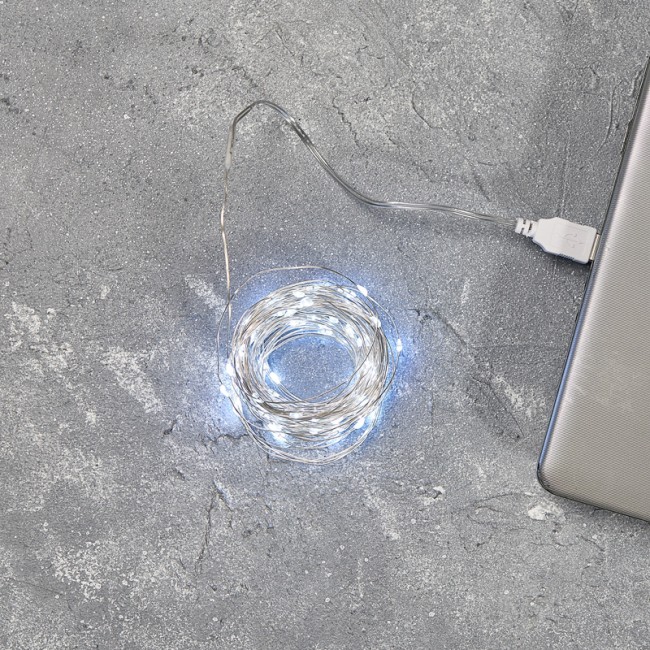 Гирлянда Роса 5 м, 50 LED, USB, белое свечение NEON-NIGHT Гирлянда Роса 5 м, 50 LED, USB, белое свечение NEON-NIGHT