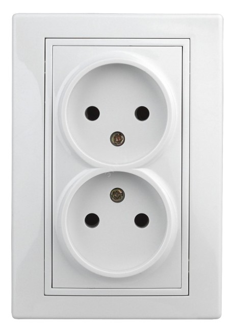 Розетка 2х2P, 16А-250В, СУ, Plano, белый, 1-204-01
