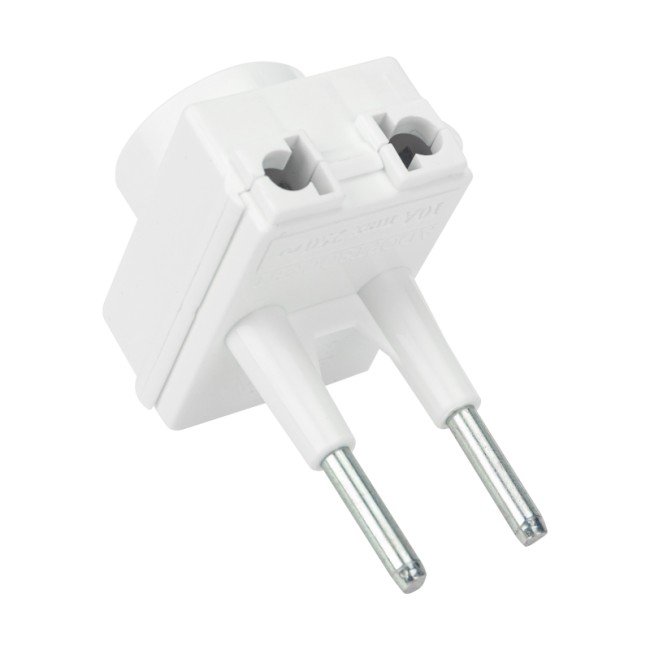 Адаптер сетевой (переходник) с Евро А/F на тонкую вилку С1 "Козья ножка" 10А б/з REXANT Адаптер сетевой (переходник) с Евро А/F на тонкую вилку С1 "Козья ножка" 10А б/з REXANT