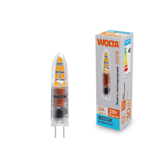 Светодиодная лампа WOLTA WSTD-JC-220V3W6KG4-P 3Вт 6500K G4