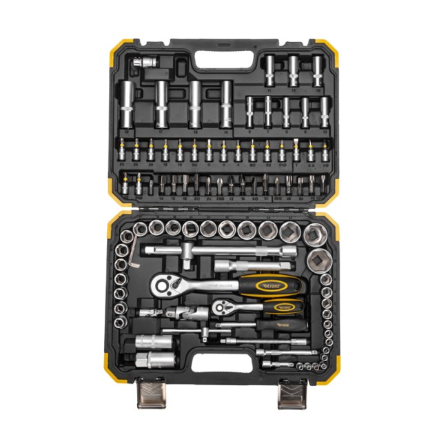 Набор инструментов, 1/2, 1/4, CrV, пластиковый кейс, 94 предмета KRANZ Набор инструментов, 1/2, 1/4, CrV, пластиковый кейс, 94 предмета KRANZ