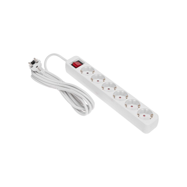 Удлинитель STANDARD 6 гнезд, 3м, 3х1,0мм², с/з, с выключателем, белый REXANT Удлинитель STANDARD 6 гнезд, 3м, 3х1,0мм², с/з, с выключателем, белый REXANT