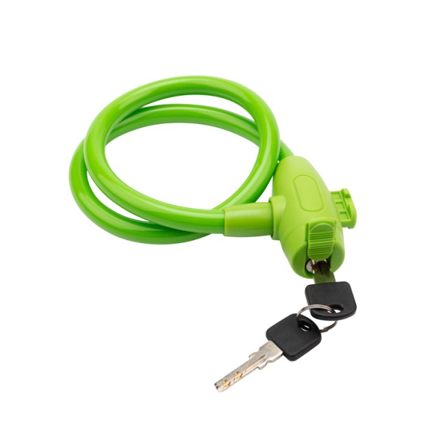 Тросовый замок взломостойкий для велосипедов и колясок с ключом 65 см зеленый