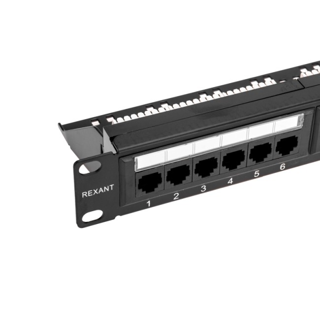 Панель коммутационная с кабельным органайзером 19", 1U, 24 порта, UTP, RJ-45, CAT 5e REXANT PRO Панель коммутационная с кабельным органайзером 19", 1U, 24 порта, UTP, RJ-45, CAT 5e REXANT PRO